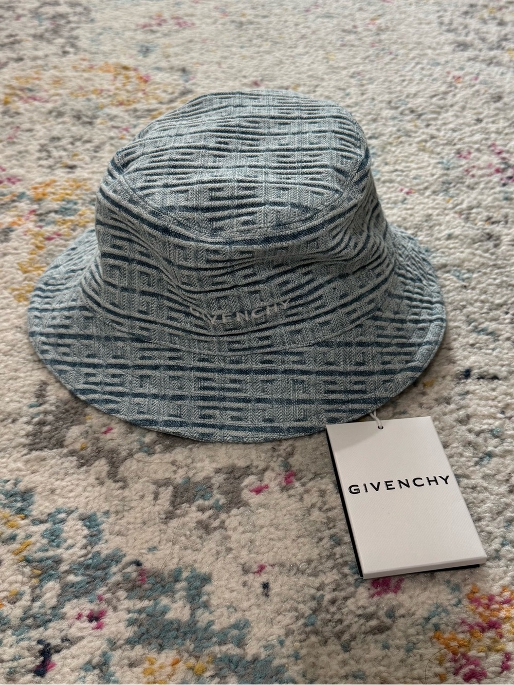 Givenchy 4G Monogram Denim Bucket Hat Sz 58